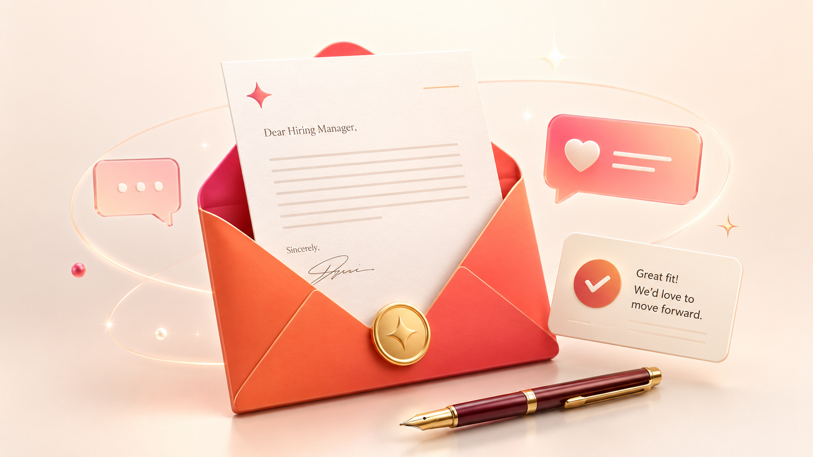 Warm 3D illustration — Cover Letter Examples That Actually Get Responses